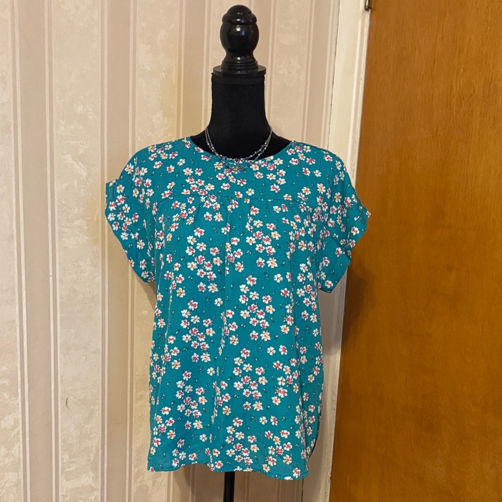 Pulse Teal Floral Blouse